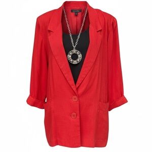 Vintage Red Lightweight Rayon Blazer, Size 10, 90s Casual Retro Blazer Holliday